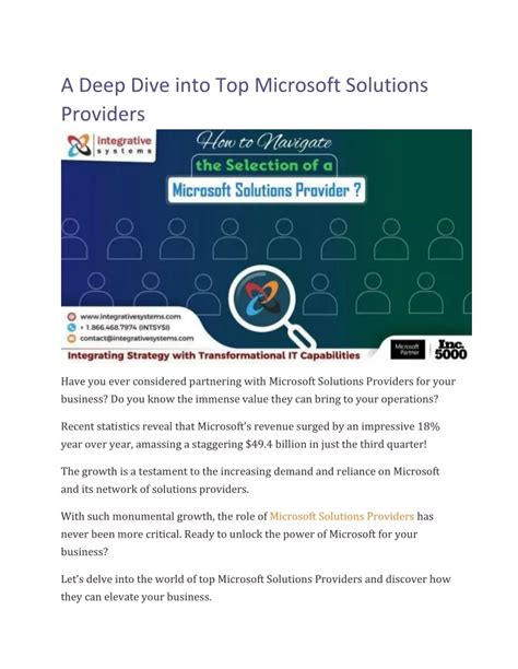 Ppt A Deep Dive Into Top Microsoft Solutions Providers Powerpoint