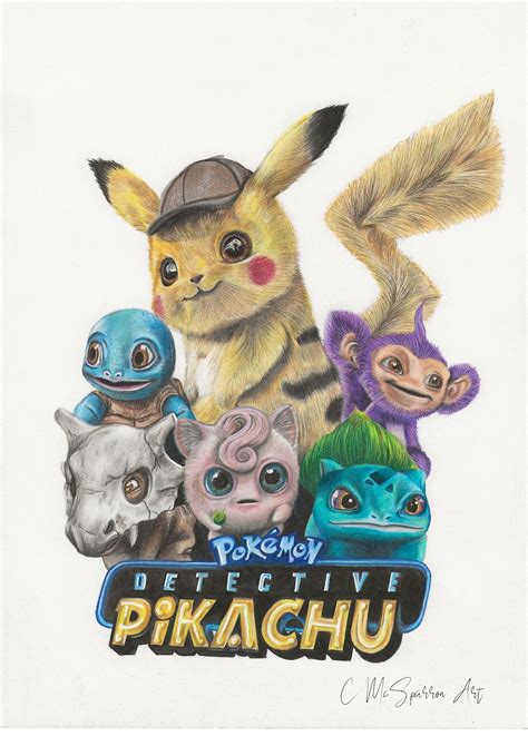 Detective Pikachu Drawing Print A4 Cmcsparronart - Etsy