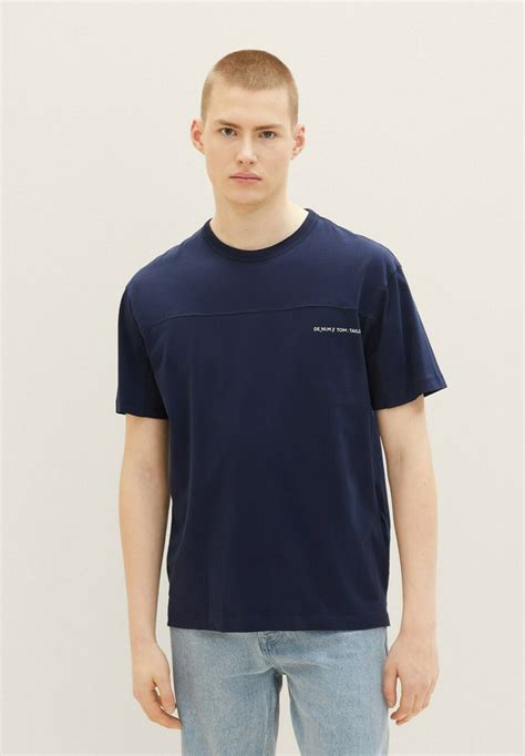 Tom Tailor Denim Mit Logo Print T Shirt Imprimé Sky Captain Blue