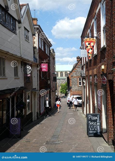 Historic Street In The Lanes Norwich Norfolk Uk Editorial