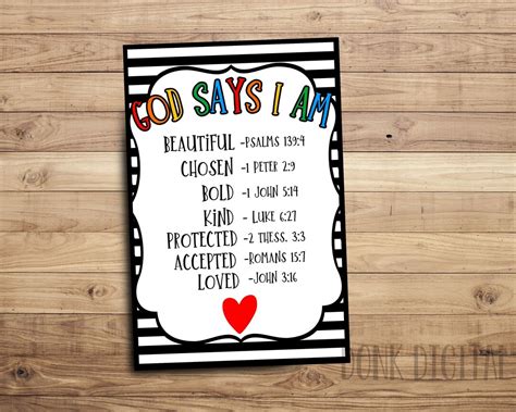 God Says I Am Bible Verse Religious Christmas Church Printable - Etsy