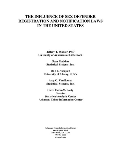 Pdf The Influence Of Sex Offender Registration And Notification Laws In The United States