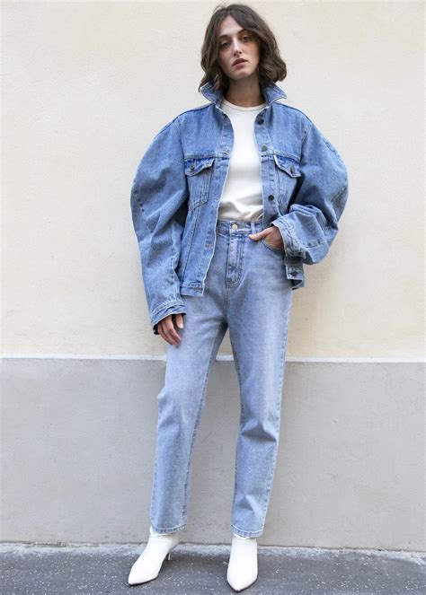 Balloon Sleeve Blue Denim Jacket The Frankie Shop Jacket Outfit