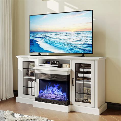 Amazon Oneinmil 59 Fireplace TV Stand 3 Sided Glass Media