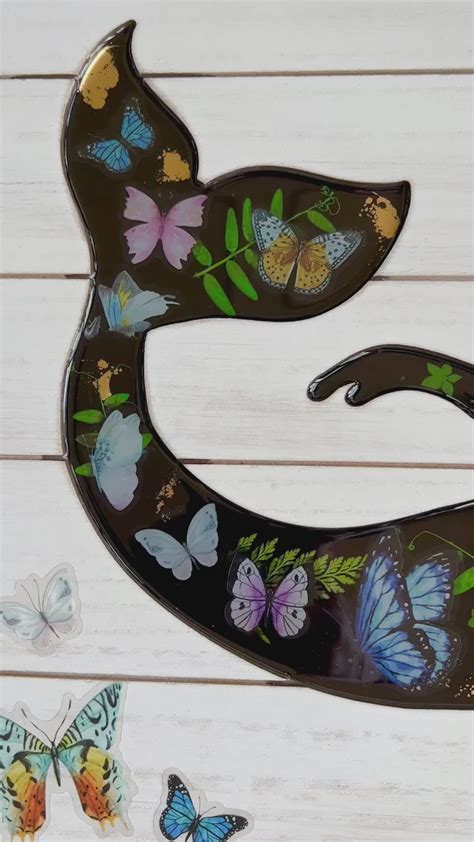 Enchanted Butterfly Mermaid Shiplap Wall Art Citrus Waves Art