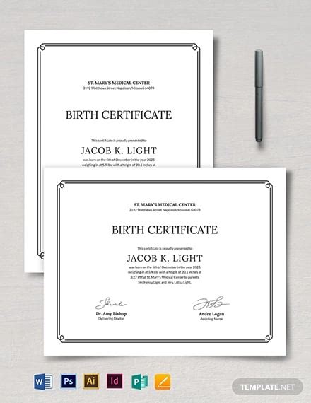 Certificate Of Live Birth Template