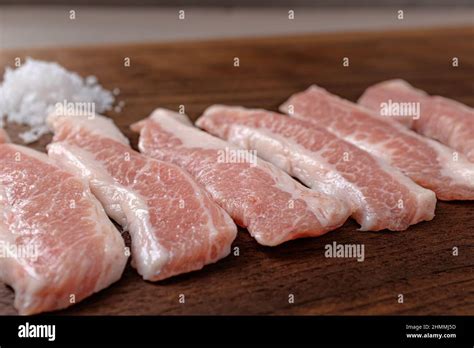 A Piece Of Pork Meat Between Neck And Shoulder Fatty Meat Cuts Stock