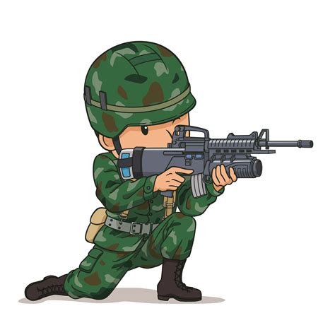 Dibujos De Vector Soldado Estilo De Dibujos Animados Para Usar Canstock