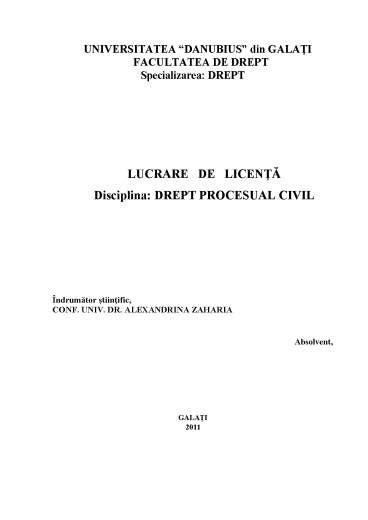 Contesta Ia La Executare N Procesul Civil Licen Doc