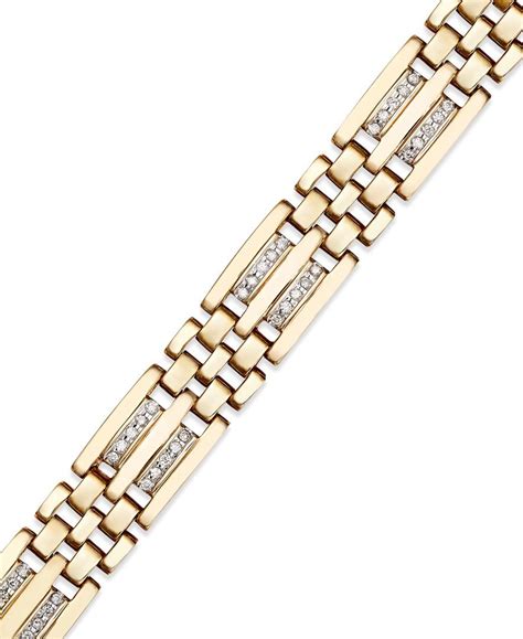 Mens Diamond Bracelet In 10k Gold 14 Ct Tw Mens Diamond