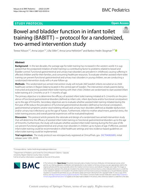 Pdf Bowel And Bladder Function In Infant Toilet Training Babitt