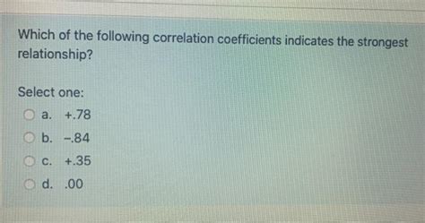 Solved Which Of The Following Correlation Coefficients Chegg