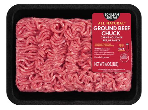 All Natural 80 Lean 20 Fat Ground Beef Chuck 1 Lb Tray Walmart