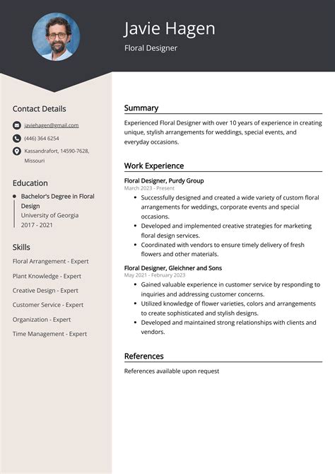 Floral Designer Cv Sample Guide Entry Level Senior Jobs