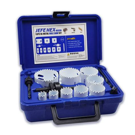 Jefe Hex 13 Piece Hole Saw Set Bi Metal Hole Saw Kit M42 Bi Metal