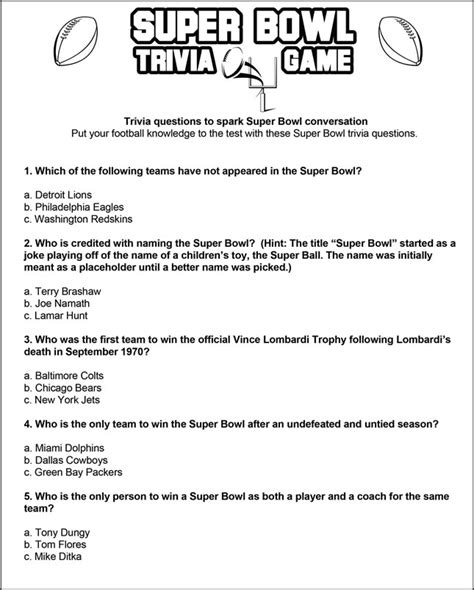 Super Bowl Trivia Game