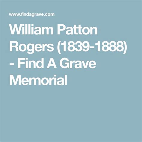 William Patton Rogers 1853 1897 Find A Grave Memorial