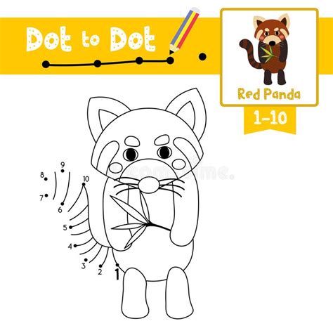 Dot To Dot Educational Game And Coloring Book Standing Red Panda Animal