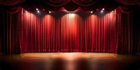 Teatro Realista Cortinas Dramáticas Rojas Se Destacan En El Escenario