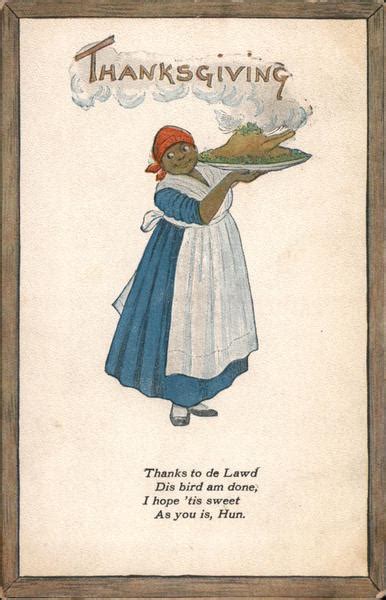 Black Woman Serving Turkey On Platter Thanksgiving Blacks Postcard