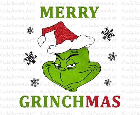 Merry Grinchmas Svg Png Sublimation File Grinch Face Etsy