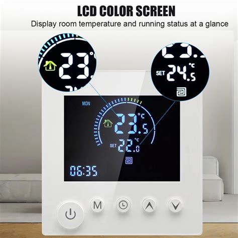 Andoer Programmable Smart Wall Thermostat Ntc Sensor Lcd Display Touch