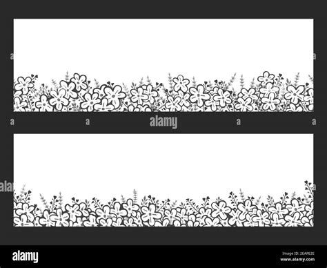 Vector Horizontal Seamless Patterns With Hand Drawn Flowers Floral