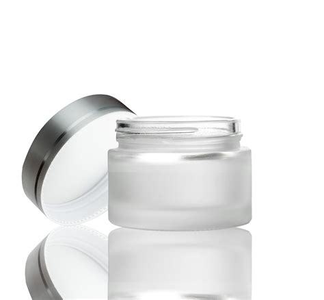 50ml Frosted Glass Jar With Silver Lid Petrapack