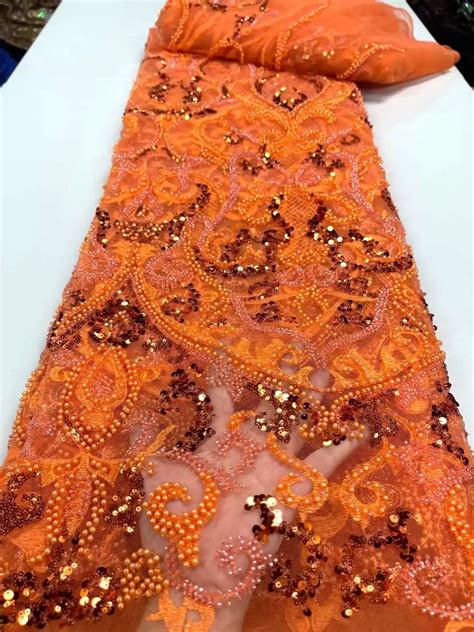 Luxurious Nigerian Handmade Beads Lace Fabric 2023 High Quality Sequins