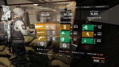 The Division Dz Pvp Gear Vid Sentrys Set 260k Dps 102k Hp 16k Sp