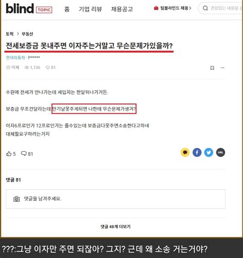 블라인드 전세금 못돌려주면 무슨일 생겨 유머움짤이슈 에펨코리아