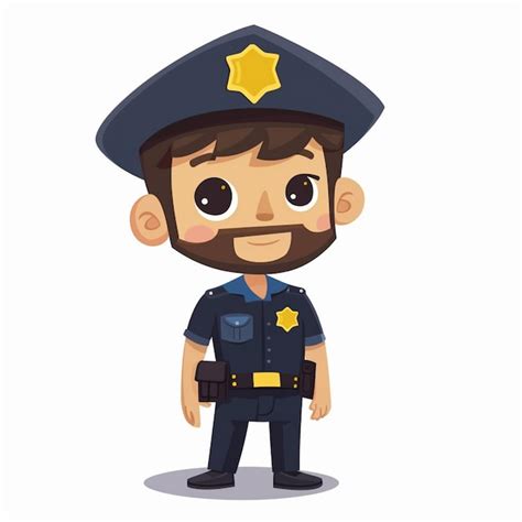 A Cartoon Of A Police Officer With A Star On His Hat Premium AI