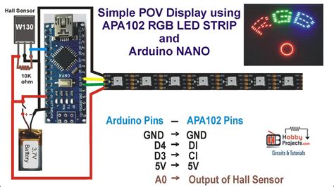 Simple POV Display Using APA102 RGB LED STRIP And Arduino NANO YouTube