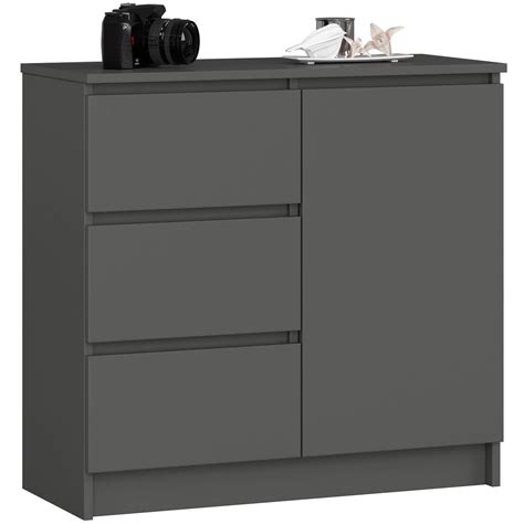 Commode Akord Jerry Gris Graphite Cm Porte Tiroirs Fa Ade Gris