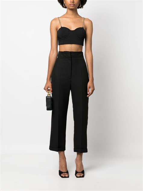 Michael Michael Kors Chain Link Strap Cropped Top Black Farfetch