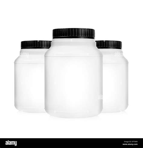 Three Plastic Jars Containers Isolated On White Stock Photo Alamy