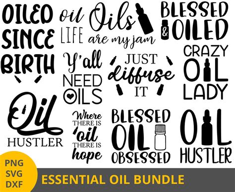 Essential Oil SVG Bundle Printable Vector Clipart Oily Mama Etsy