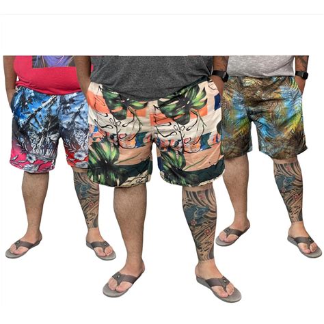 Kit 2 Short Mauricinho Bermuda Plus Size Estampadas G1 Ao G5