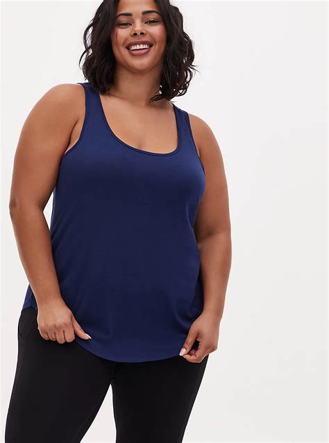 Plus Size Navy Wicking Shirttail Active Tank Torrid