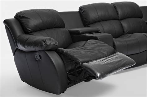 Nikki Black Leather Seater Home Theatre Lounge Suite Recliner Sofa