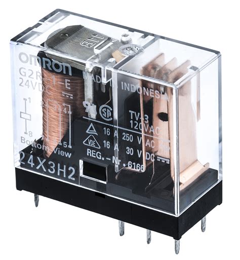 Omron 功率继电器 24v 直流线圈 16a切换 Spdt 1极 Pcb安装 银触点 G2r 1系列 G2r 1 E