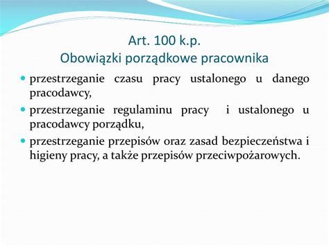 PPT Obowiązki pracownika na gruncie kodeksu pracy PowerPoint