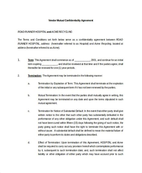 Mutual Agreement Contract Template