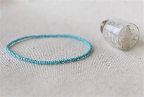 Turquoise Seed Bead Anklet Beaded Beach Anklet Boho Anklet Etsy