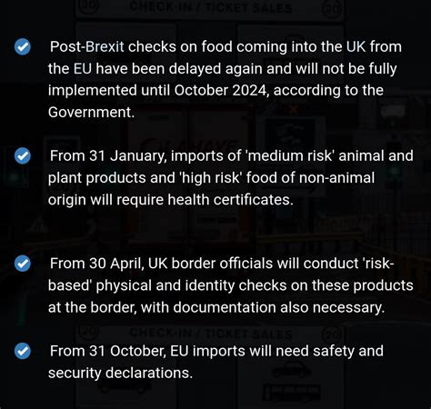 Full Implementation Of Post Brexit Checks On Eu Food Imports Delayed