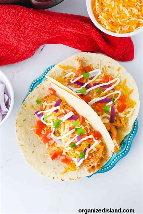 3 Ingredient Crock Pot Chicken Tacos Organized Island