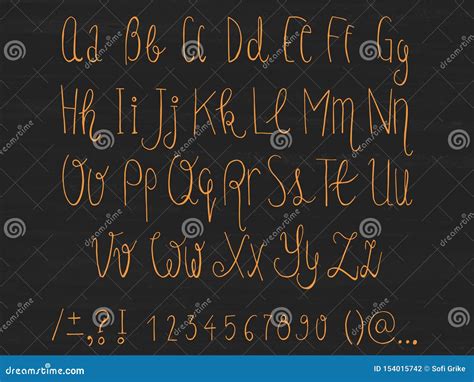 Hand Drawn Sketched Upper Lower Case Letters And Numbers Set On