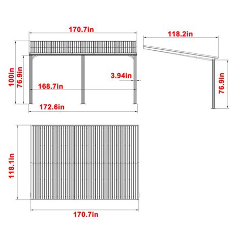 Veikous 14 Ft W X 10 Ft D Aluminum Patio Gazebo Lean To Wall Mounted