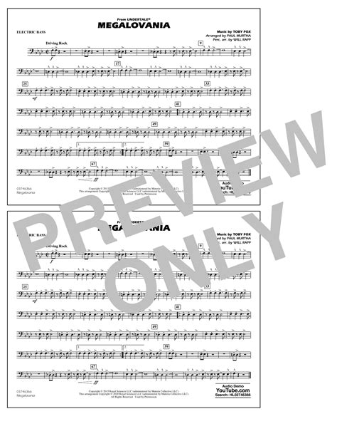 Megalovania From Undertale Arr Paul Murtha Electric Bass By Toby Fox Sheet Music For