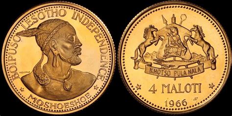 Lesotho Moshoeshoe Ii Maloti Independence Gold Proof Mintage